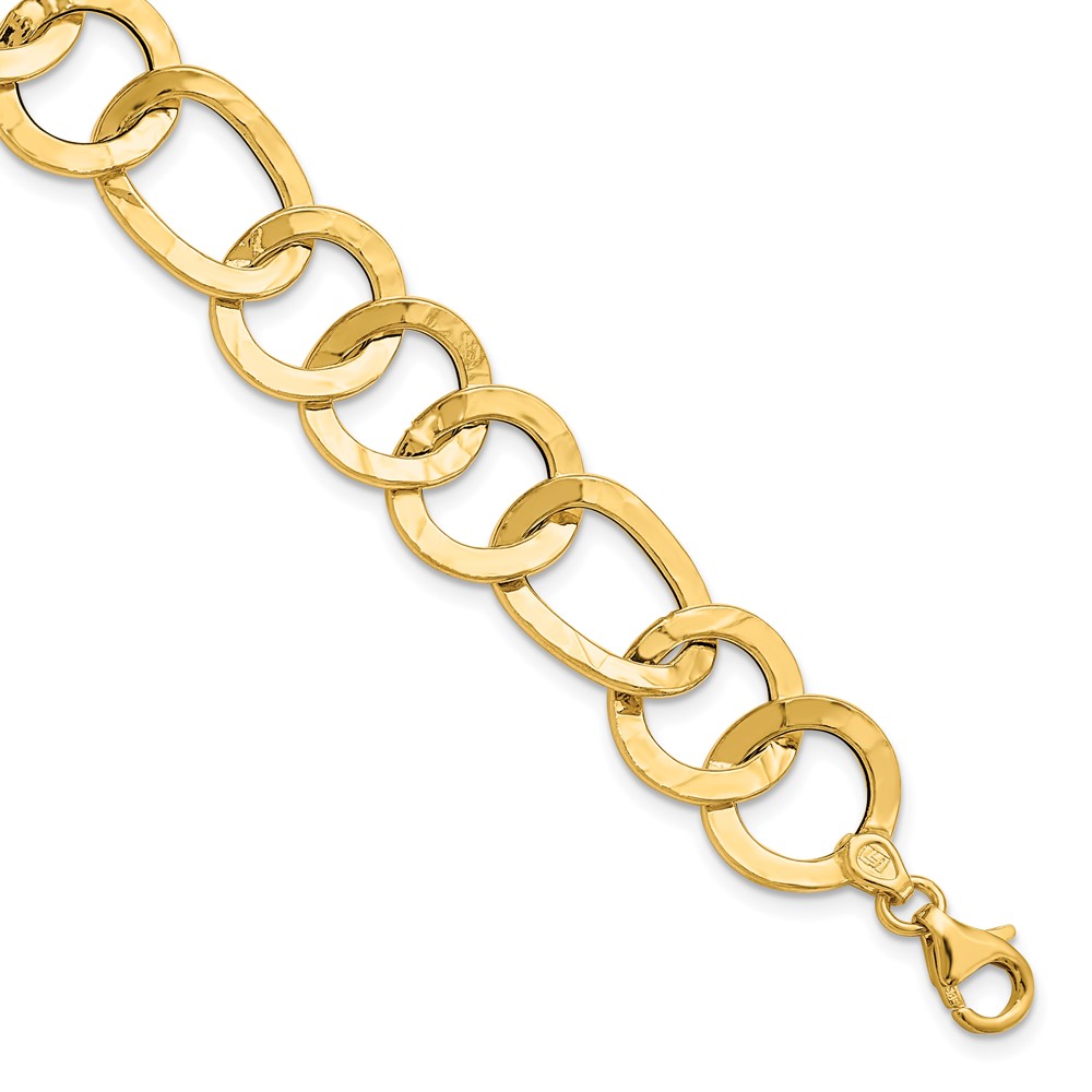 14K Yellow Gold Polished Textured Link Bracelet Johnson Jewellers Lindsay, ON