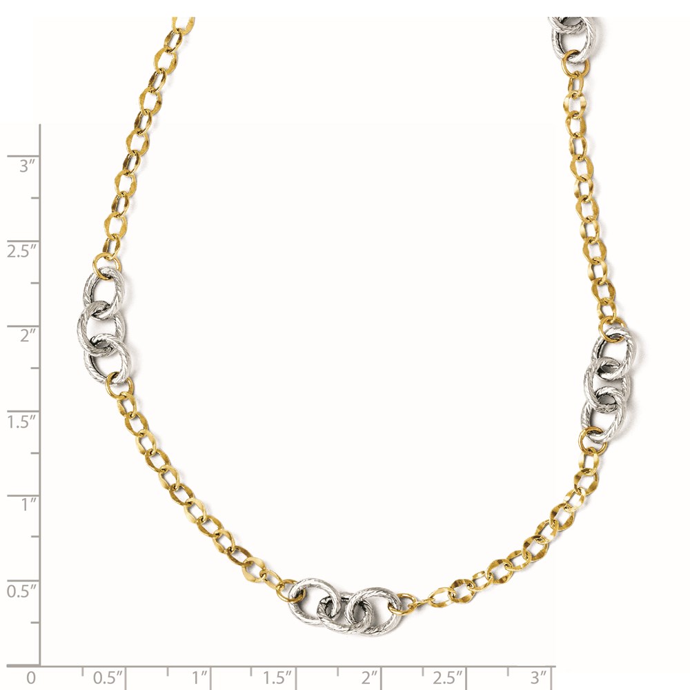14K Two-Tone Gold Polished Textured Necklace Image 2 Raleigh Diamond Fine Jewelry Raleigh, NC