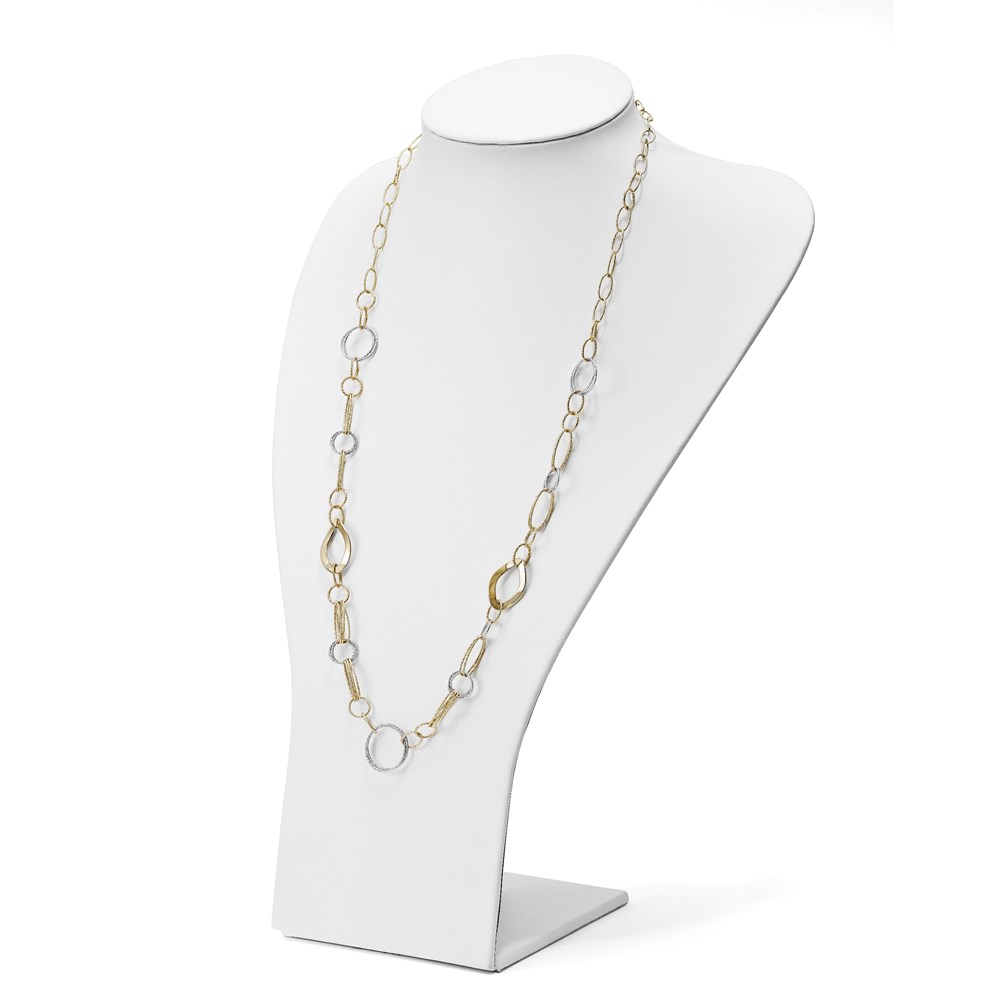 14K Two-Tone Gold Polished Textured Necklace Image 2 Johnson Jewellers Lindsay, ON