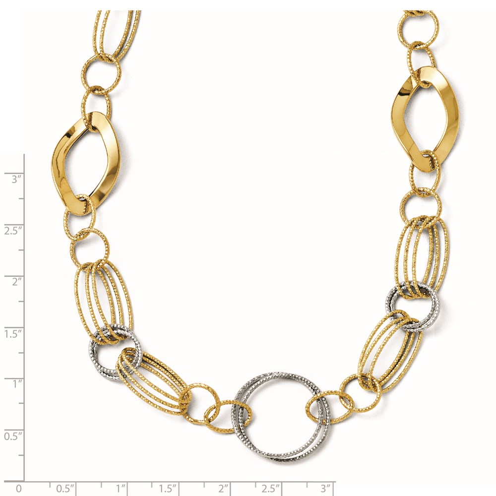 14K Two-Tone Gold Polished Textured Necklace Image 3 Johnson Jewellers Lindsay, ON