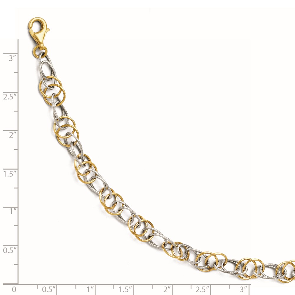 14K Two-Tone Gold Polished Textured Link Bracelet Image 2 Raleigh Diamond Fine Jewelry Raleigh, NC