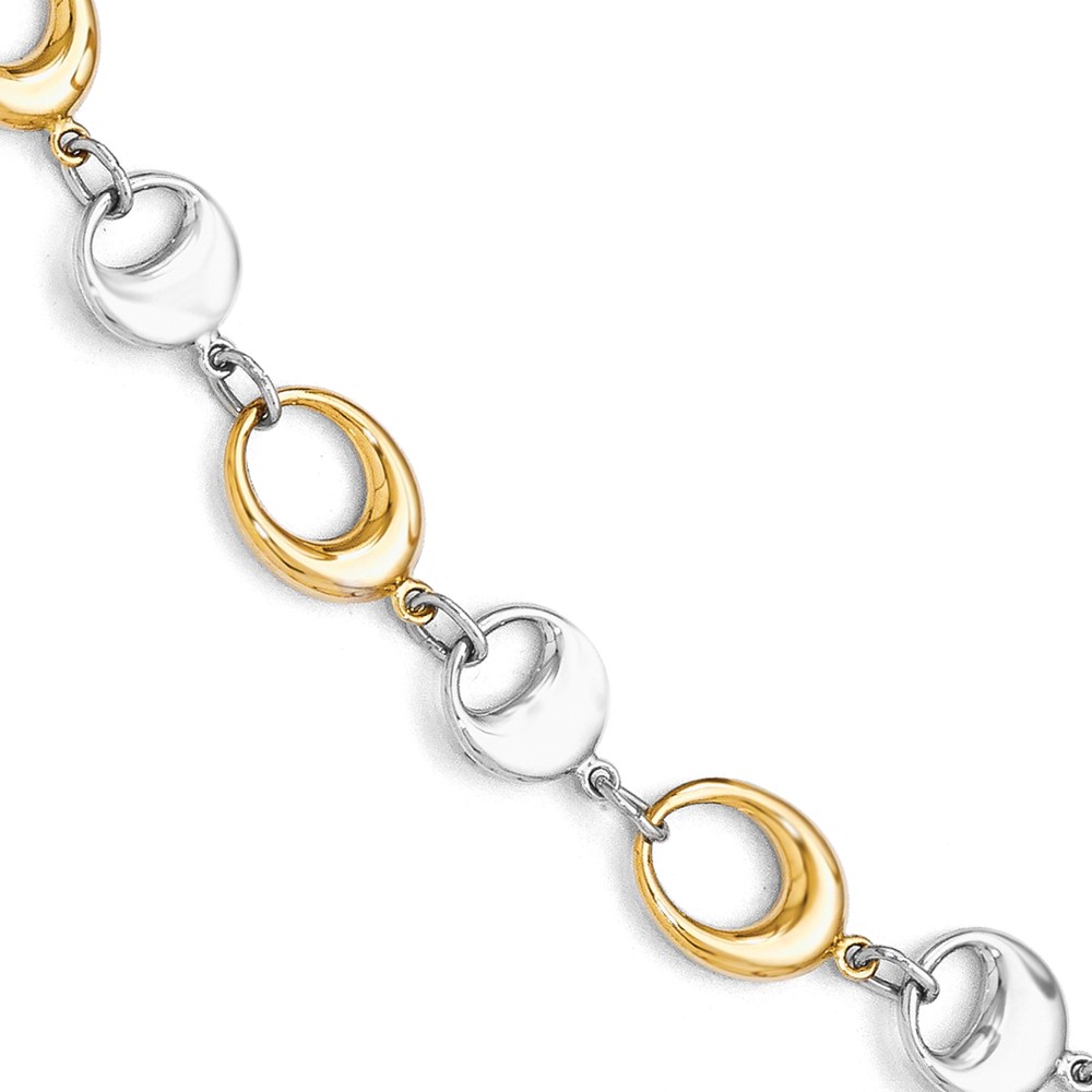14K Two-Tone Gold Polished Link Bracelet Johnson Jewellers Lindsay, ON