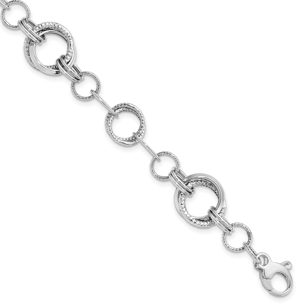 14K White Gold Polished Textured Link Bracelet Raleigh Diamond Fine Jewelry Raleigh, NC