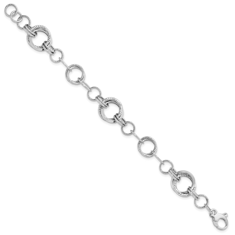 14K White Gold Polished Textured Link Bracelet Image 2 Raleigh Diamond Fine Jewelry Raleigh, NC