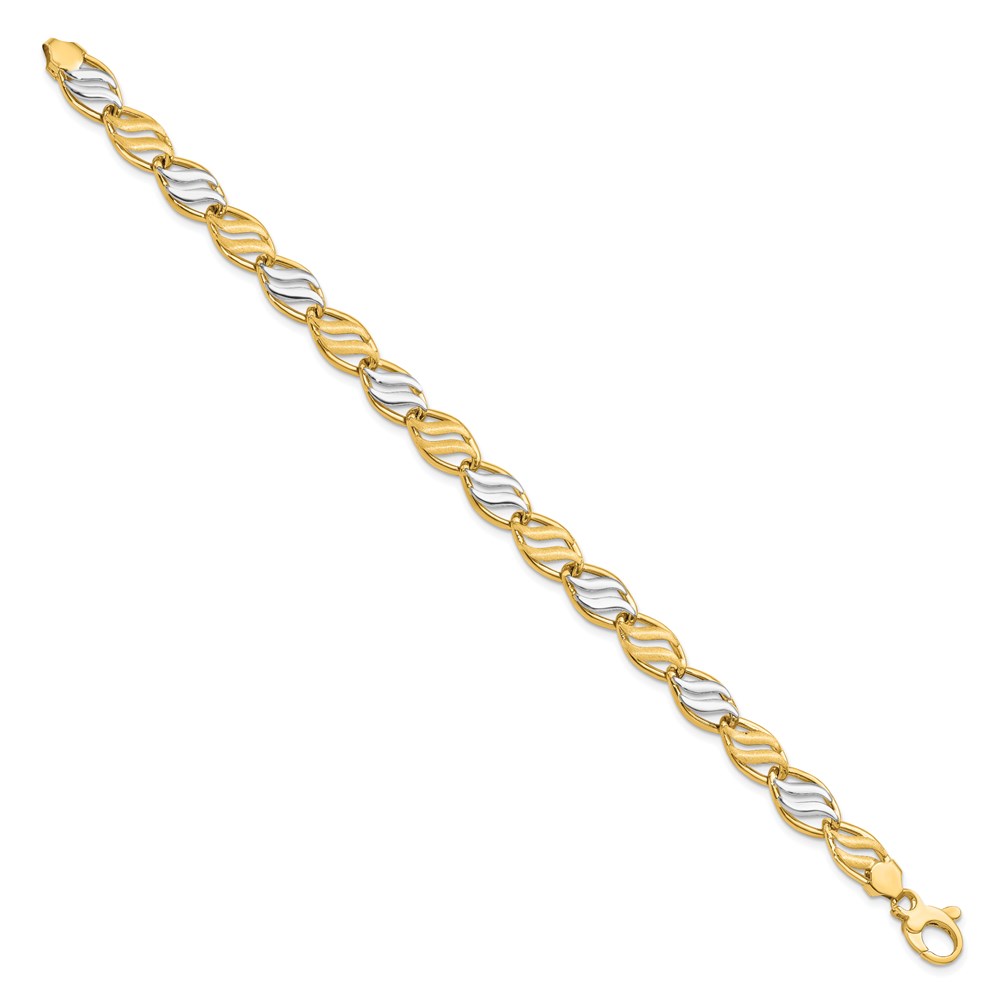 14K Two-Tone Gold Polished Link Bracelet Image 2 Lennon's W.B. Wilcox Jewelers New Hartford, NY