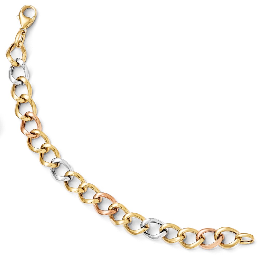 14K Tri-Color Gold Polished Link Bracelet Image 2 Raleigh Diamond Fine Jewelry Raleigh, NC