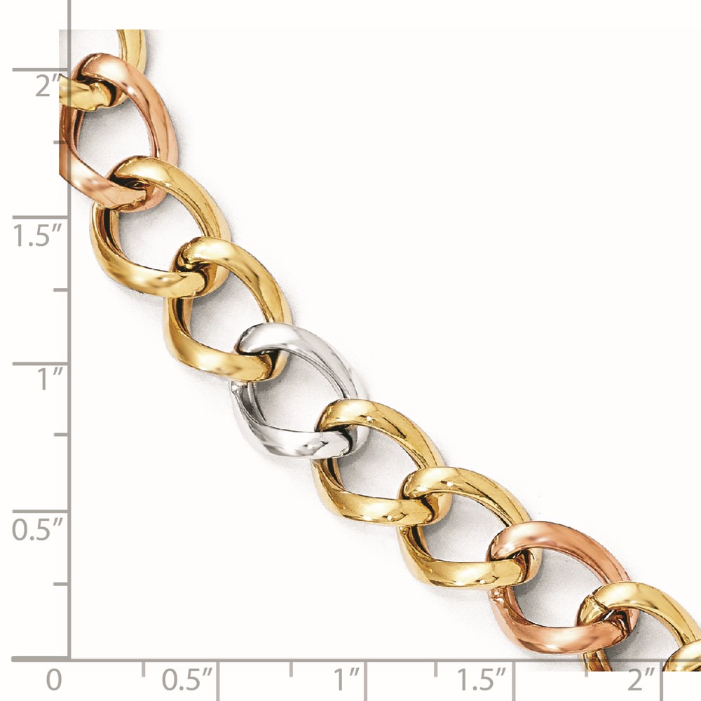 14K Tri-Color Gold Polished Link Bracelet Image 3 Raleigh Diamond Fine Jewelry Raleigh, NC