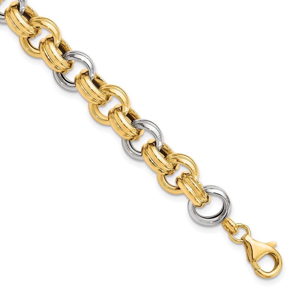 14K Two-Tone Gold Polished Link Bracelet Johnson Jewellers Lindsay, ON