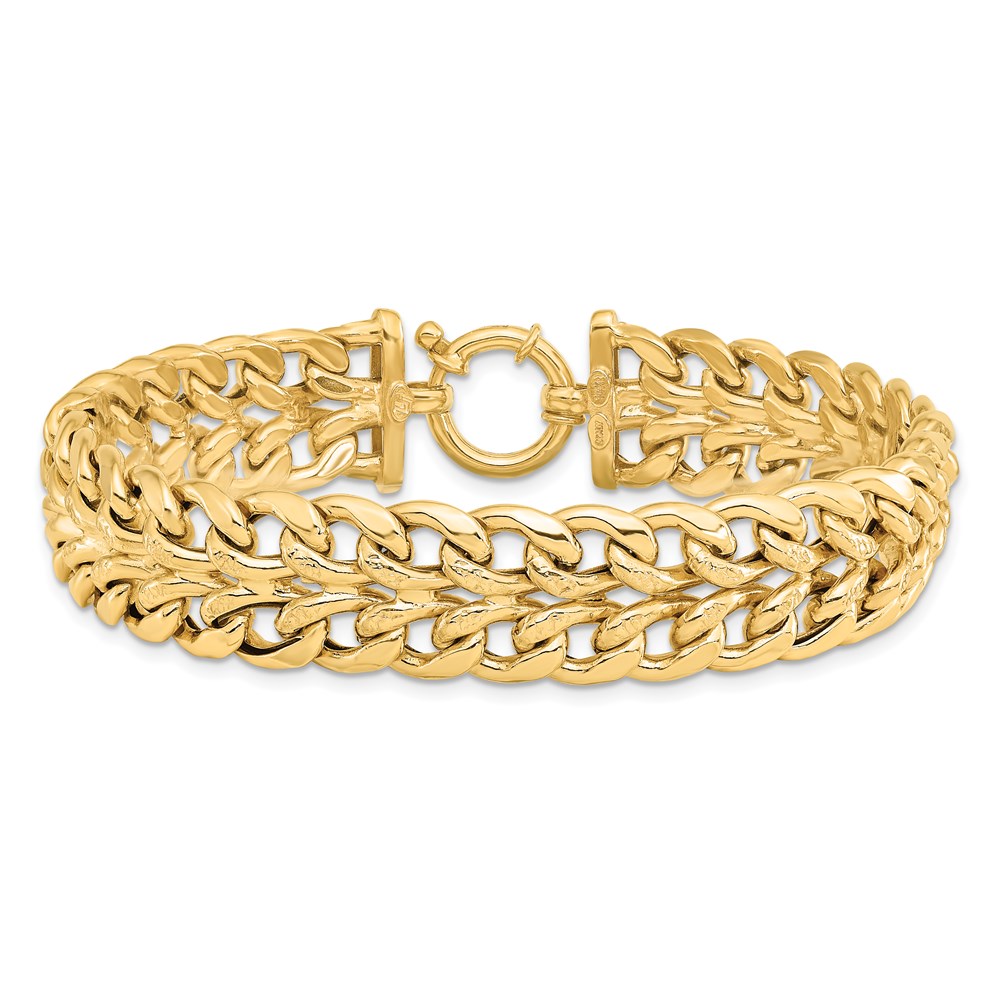 14K Yellow Gold Polished Textured Link Bracelet Image 3 Johnson Jewellers Lindsay, ON