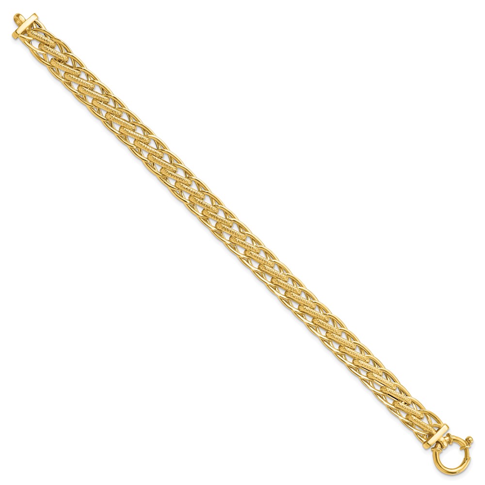14K Yellow Gold Polished Textured Link Bracelet Image 2 Johnson Jewellers Lindsay, ON