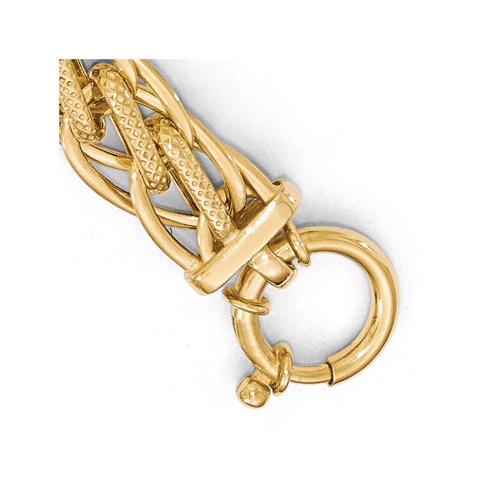 14K Yellow Gold Polished Textured Link Bracelet Image 3 Lennon's W.B. Wilcox Jewelers New Hartford, NY