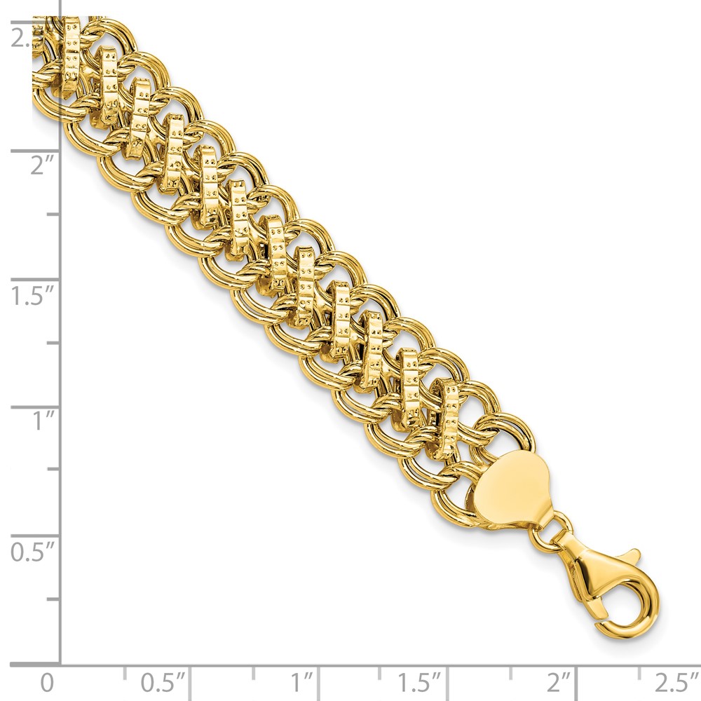 14K Yellow Gold Polished Textured Link Bracelet Image 3 Lennon's W.B. Wilcox Jewelers New Hartford, NY