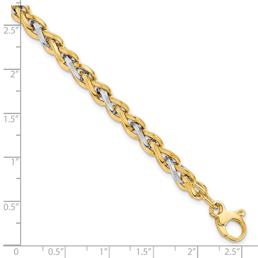 14K Two-Tone Gold Polished Link Bracelet Image 4 Raleigh Diamond Fine Jewelry Raleigh, NC