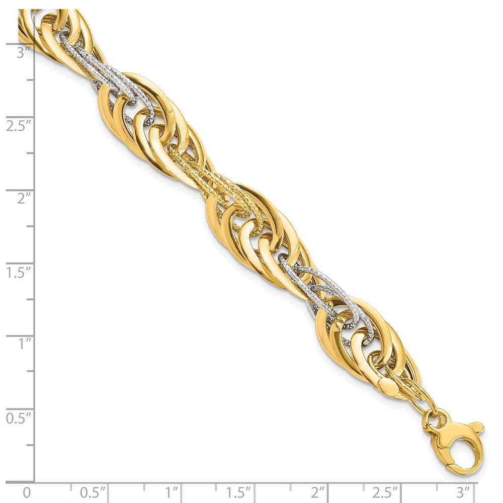 14K Two-Tone Gold Polished Link Bracelet Image 4 Lennon's W.B. Wilcox Jewelers New Hartford, NY