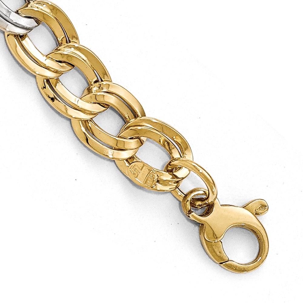 14K Two-Tone Gold Polished Link Bracelet Image 3 Lennon's W.B. Wilcox Jewelers New Hartford, NY