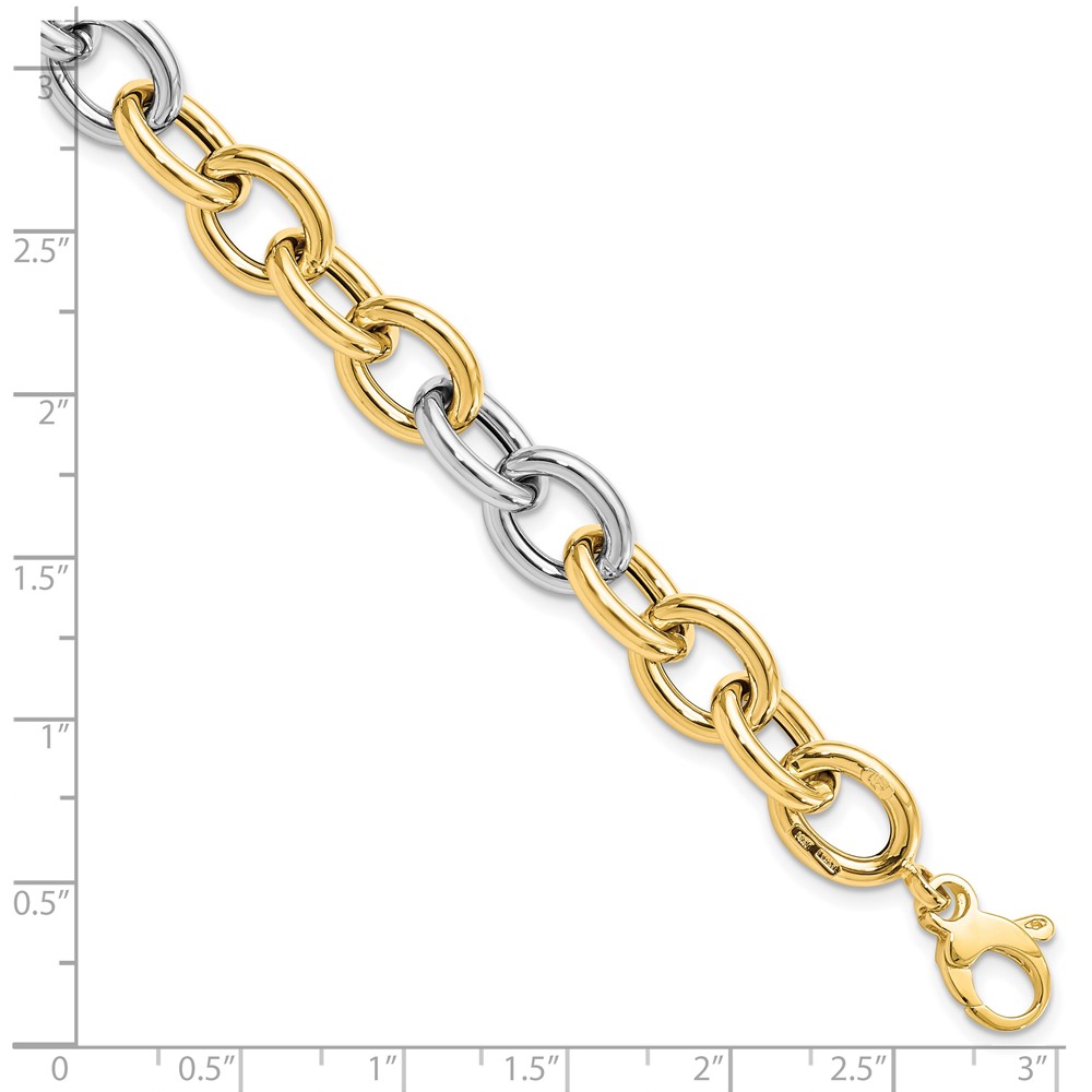 14K Two-Tone Gold Polished Link Bracelet Image 2 Johnson Jewellers Lindsay, ON