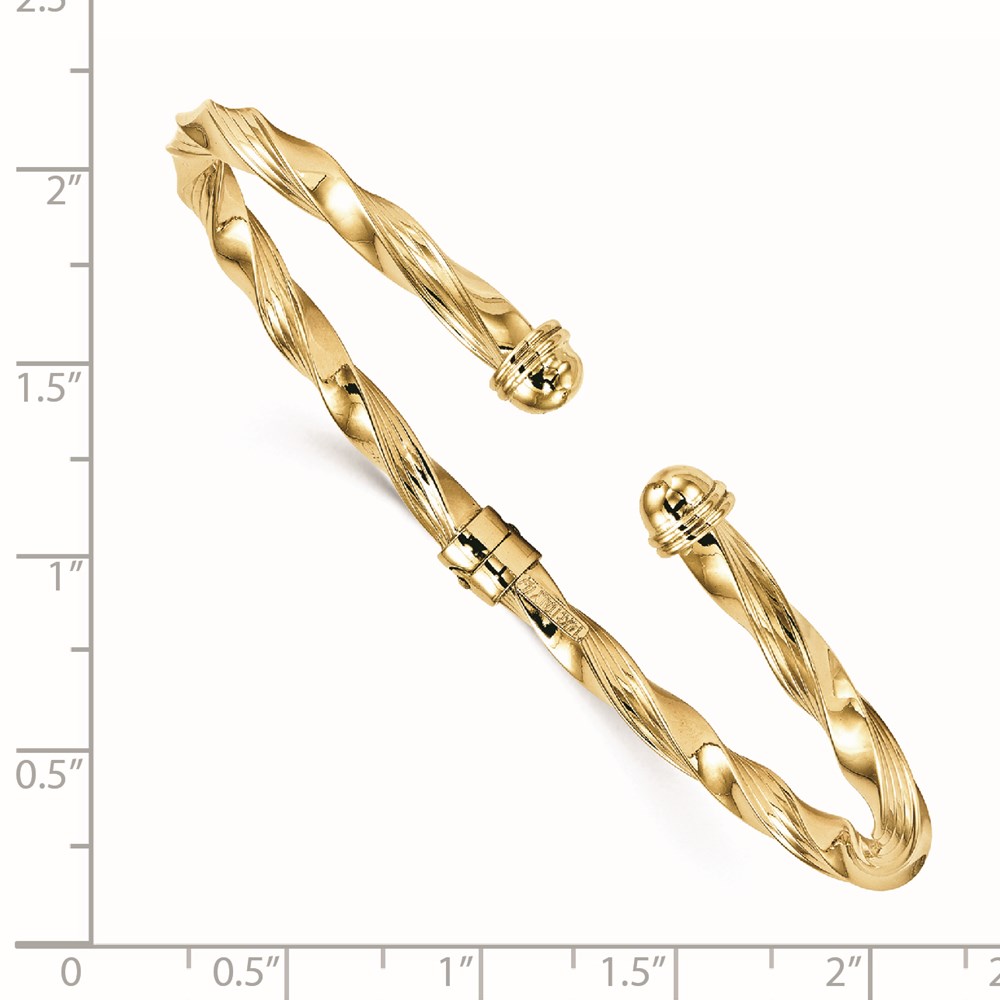 14K Yellow Gold Polished Textured Bangle Bracelet Image 2 Raleigh Diamond Fine Jewelry Raleigh, NC