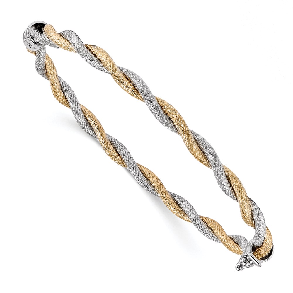 14K Two-Tone Gold Textured Bangle Bracelet Johnson Jewellers Lindsay, ON