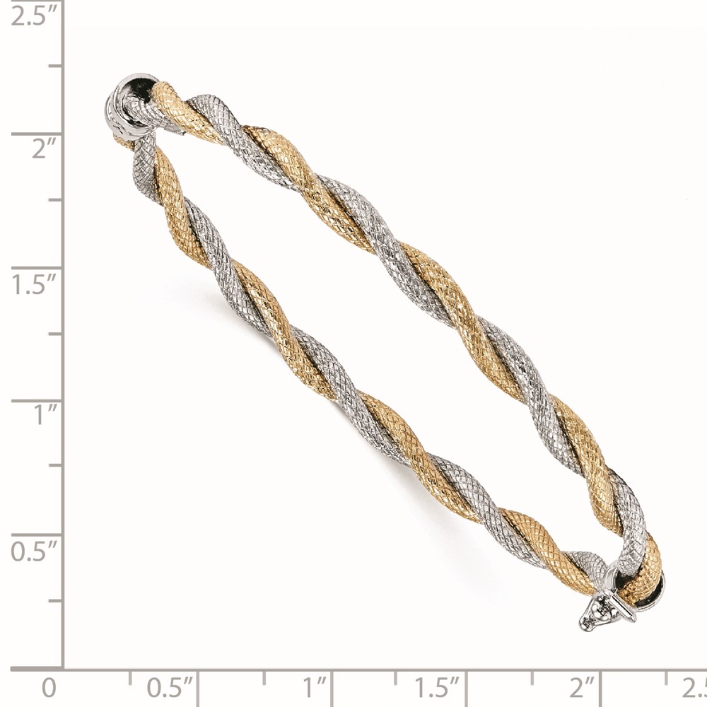 14K Two-Tone Gold Textured Bangle Bracelet Image 2 Johnson Jewellers Lindsay, ON