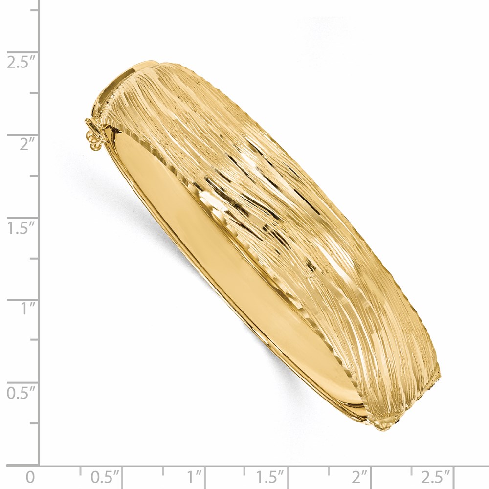 14K Yellow Gold Polished Textured Bangle Bracelet Image 2 Lennon's W.B. Wilcox Jewelers New Hartford, NY