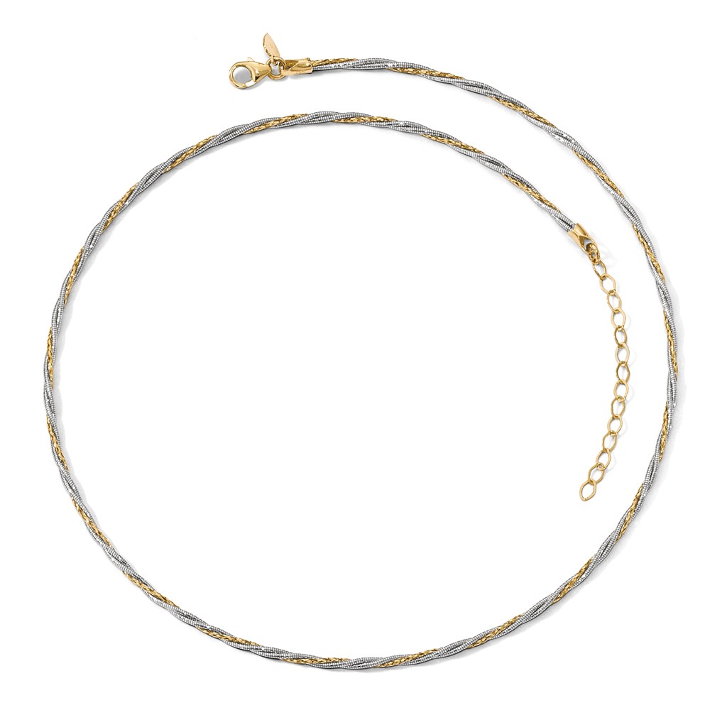 14K Two-Tone Gold Polished Necklace Image 2 Linwood Custom Jewelers Linwood, NJ
