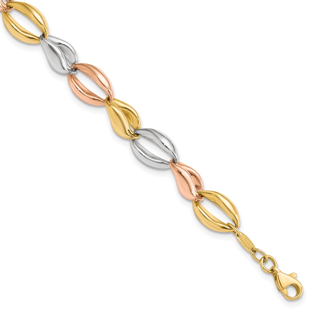 14K Tri-Color Gold Link Bracelet Lennon's W.B. Wilcox Jewelers New Hartford, NY