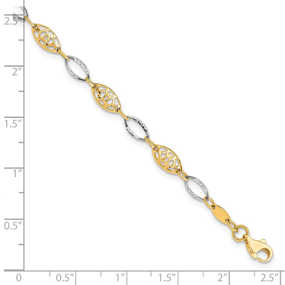 14K Two-Tone Gold Polished Link Bracelet Image 3 Johnson Jewellers Lindsay, ON