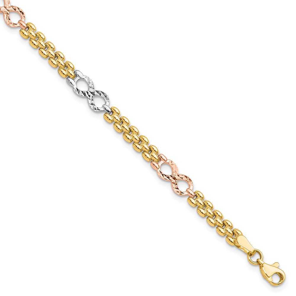 14K Tri-Color Gold Polished Textured Bracelet Lennon's W.B. Wilcox Jewelers New Hartford, NY