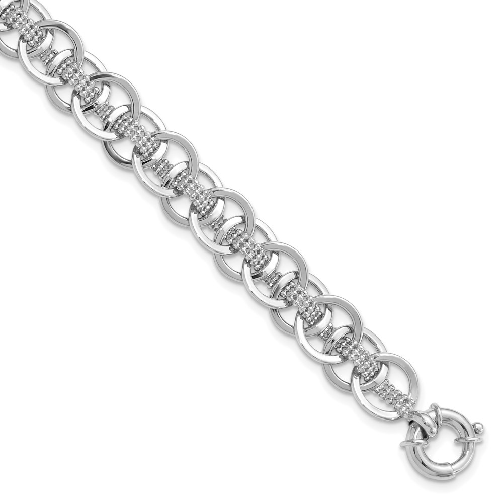14K White Gold Polished Textured Link Bracelet Raleigh Diamond Fine Jewelry Raleigh, NC