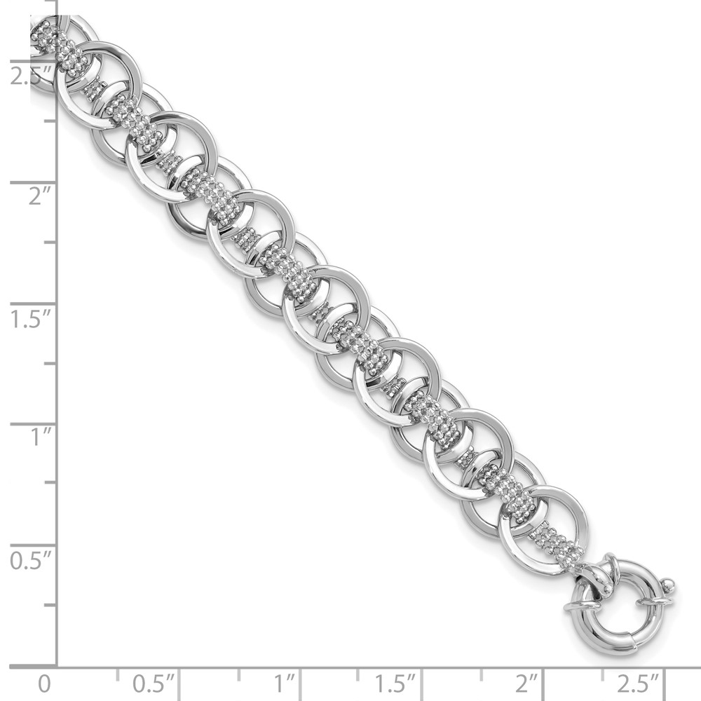 14K White Gold Polished Textured Link Bracelet Image 3 Raleigh Diamond Fine Jewelry Raleigh, NC
