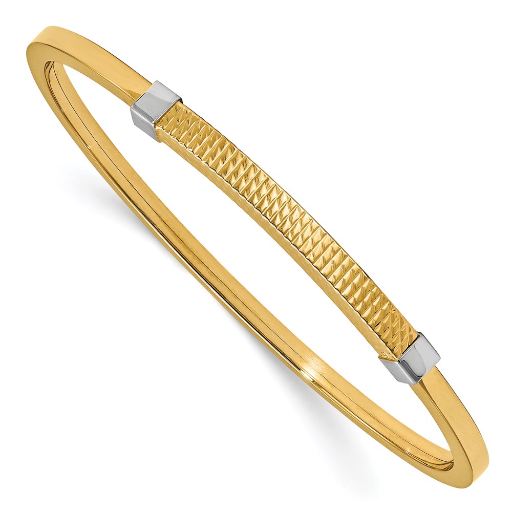 14K Yellow Gold Polished Textured Bangle Bracelet Fatz & Co. Chicago, IL