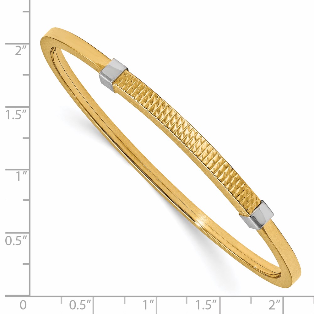 14K Yellow Gold Polished Textured Bangle Bracelet Image 2 Malak Jewelers Charlotte, NC