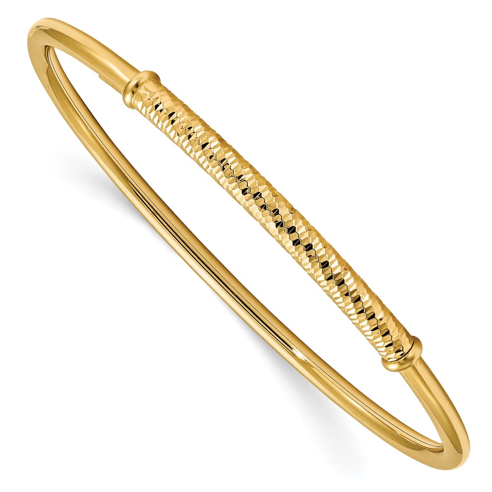 14K Yellow Gold Polished Textured Bangle Bracelet LF928 | Fatz & Co. |  Chicago, IL