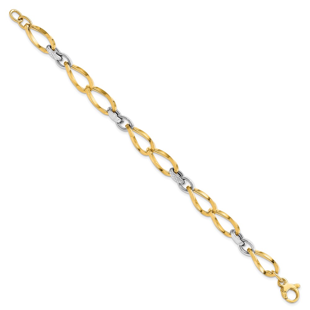 14K White Gold Polished Textured Link Bracelet Image 2 Raleigh Diamond Fine Jewelry Raleigh, NC