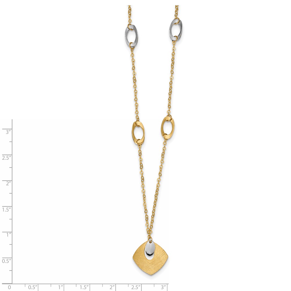 14K Two-Tone Gold Polished Textured Necklace Image 3 Raleigh Diamond Fine Jewelry Raleigh, NC