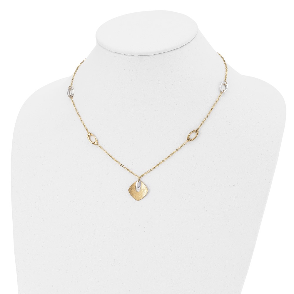 14K Two-Tone Gold Polished Textured Necklace Image 4 Raleigh Diamond Fine Jewelry Raleigh, NC