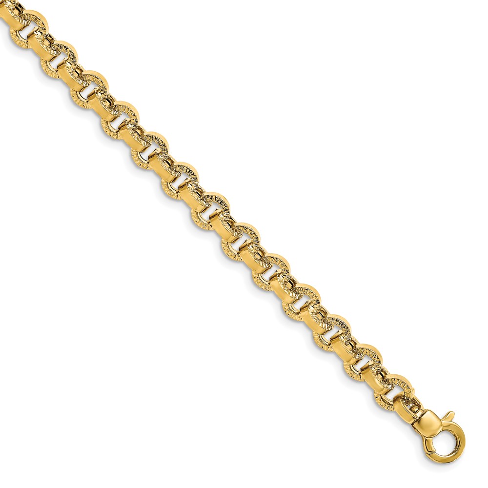 14K Yellow Gold Polished Textured Link Bracelet Lennon's W.B. Wilcox Jewelers New Hartford, NY