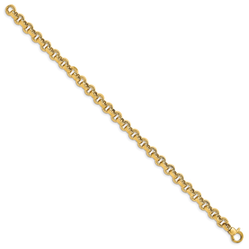 14K Yellow Gold Polished Textured Link Bracelet Image 2 Johnson Jewellers Lindsay, ON
