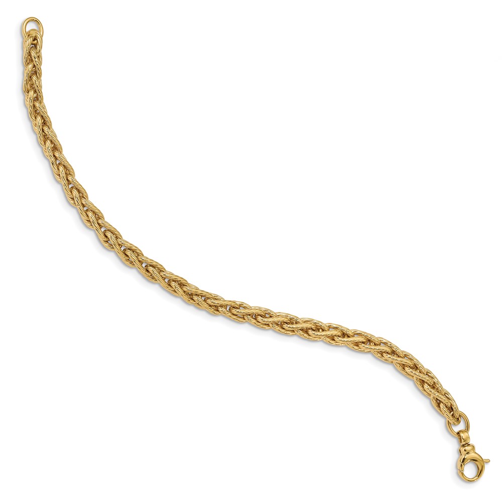 14K Yellow Gold Polished Textured Link Bracelet Image 3 Johnson Jewellers Lindsay, ON