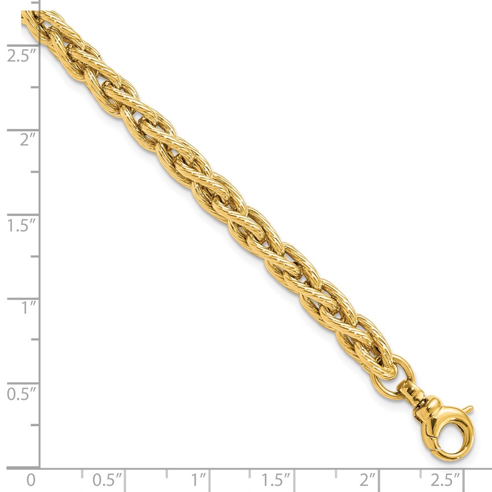 14K Yellow Gold Polished Textured Link Bracelet Image 4 Johnson Jewellers Lindsay, ON