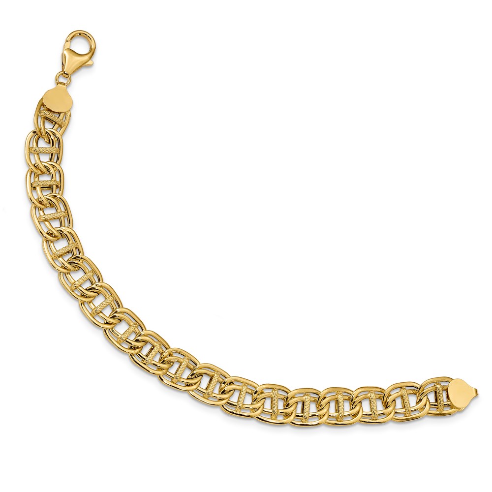 14K Yellow Gold Polished Textured Link Bracelet Image 3 Raleigh Diamond Fine Jewelry Raleigh, NC