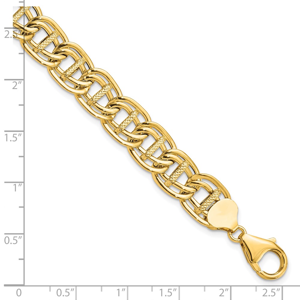 14K Yellow Gold Polished Textured Link Bracelet Image 4 Raleigh Diamond Fine Jewelry Raleigh, NC
