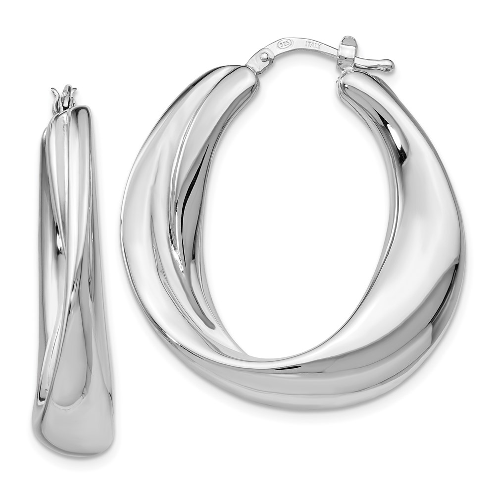 Sterling Silver Polished Hoop Earrings by Leslie