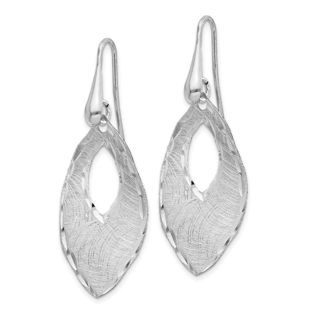 Leslies 10K White Gold Textured Shepherd Hook Dangle Earrings Ideal Gifts For Women 