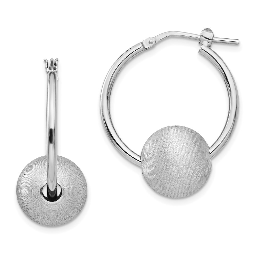 Jewels By Lux Glitter Textured Wide Oval Hoop Earrings in Sterling Silver 