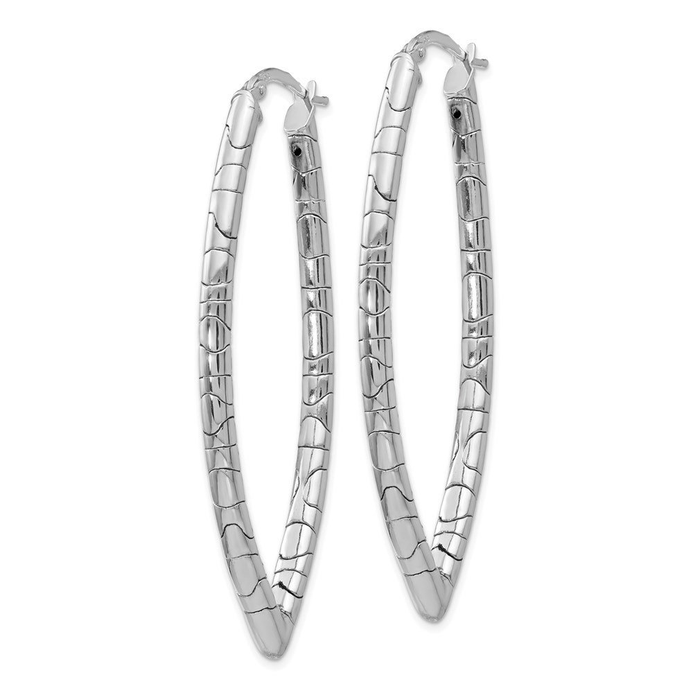 Sterling Silver Polished Textured Hoop Earrings Image 2 Brummitt Jewelry Design Studio LLC Raleigh, NC