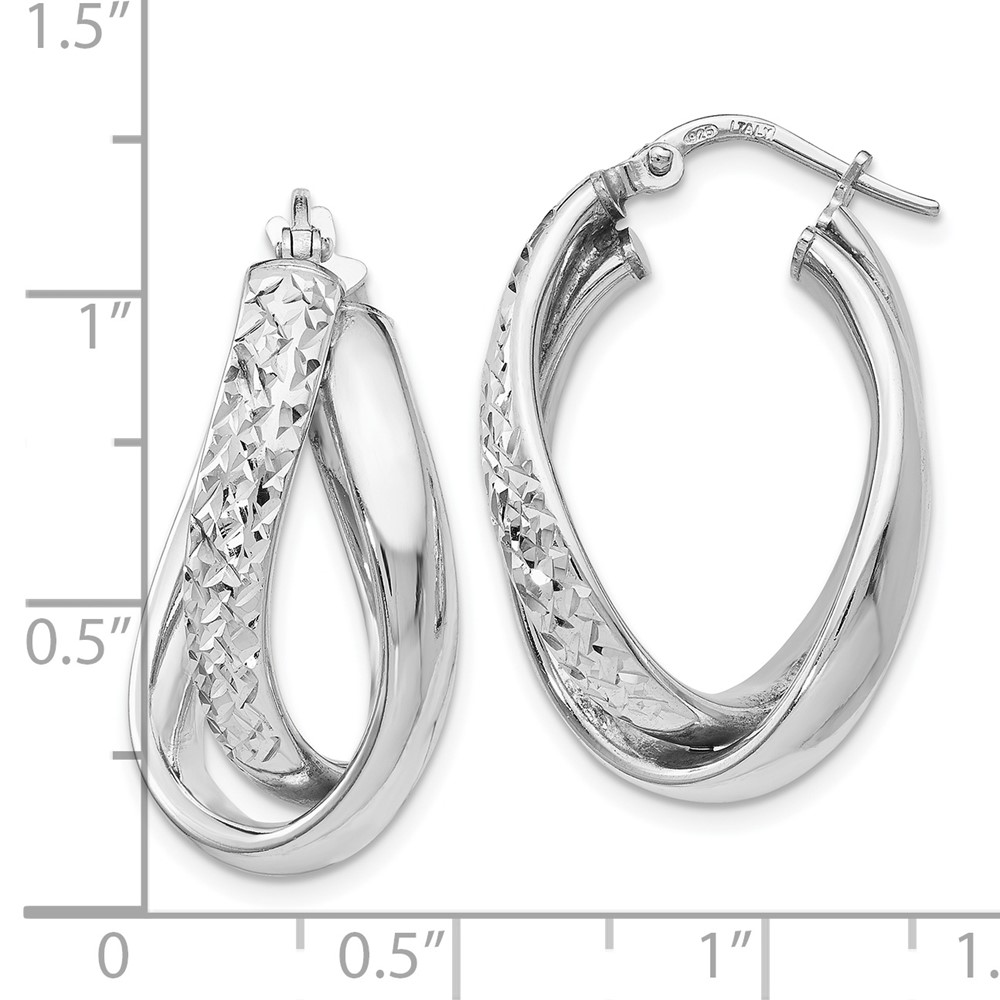 Sterling Silver Polished Textured Hoop Earrings Image 3 Brummitt Jewelry Design Studio LLC Raleigh, NC