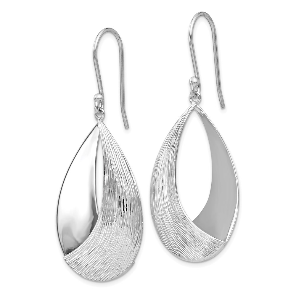 Sterling Silver Polished Textured Dangle Earrings Image 2 Brummitt Jewelry Design Studio LLC Raleigh, NC