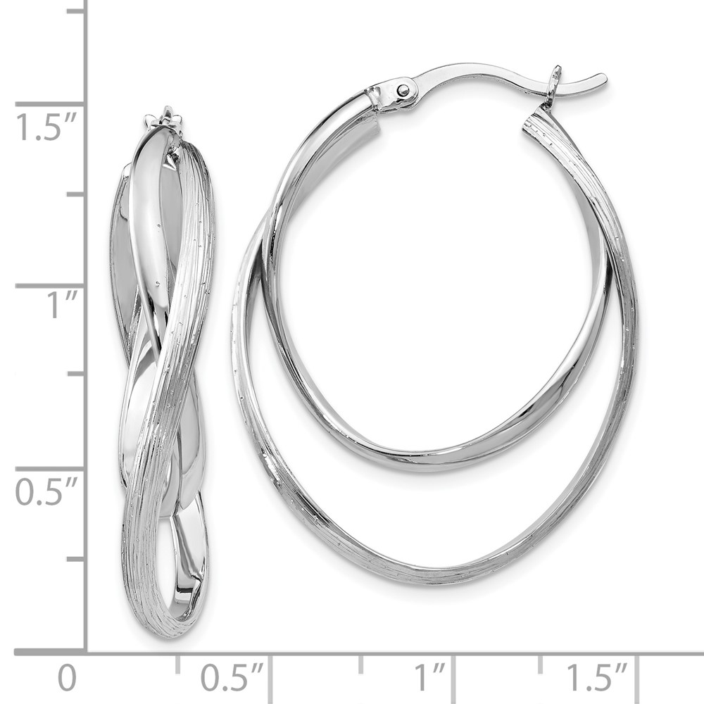 Sterling Silver Polished Textured Hoop Earrings Image 3 Brummitt Jewelry Design Studio LLC Raleigh, NC