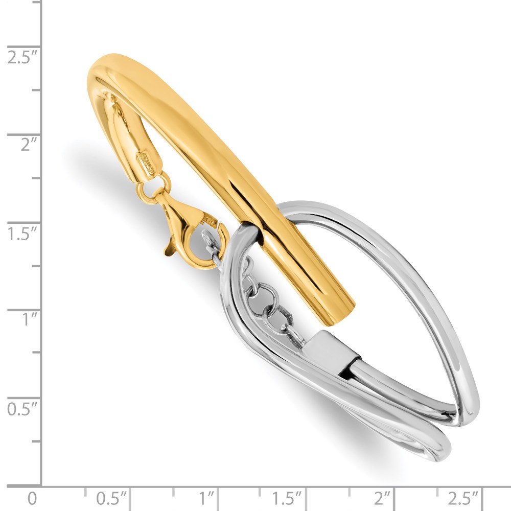 Gold-Tone Sterling Silver Polished Bangle Bracelet Image 2 Brummitt Jewelry Design Studio LLC Raleigh, NC